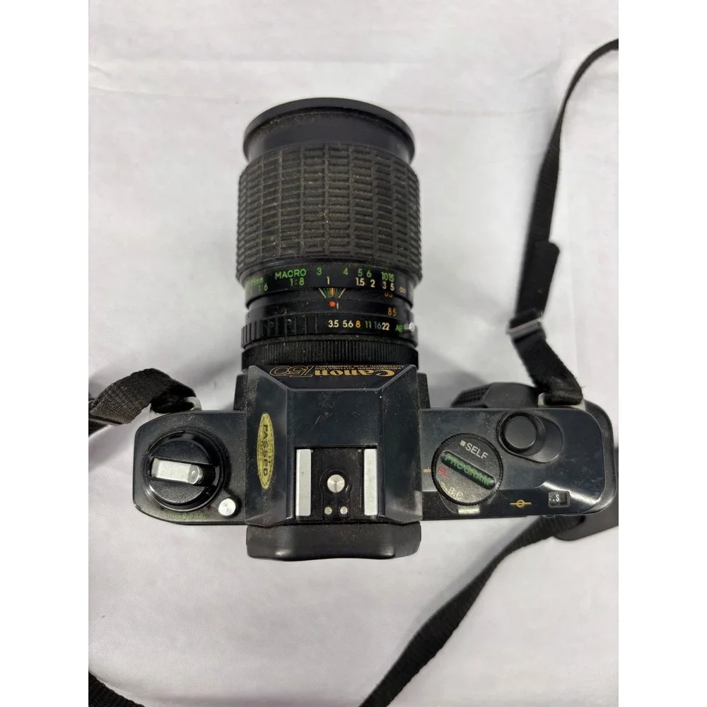 Canon T50 35mm SLR Film Camera Kalimar 28-85mm Lens Vintage Black